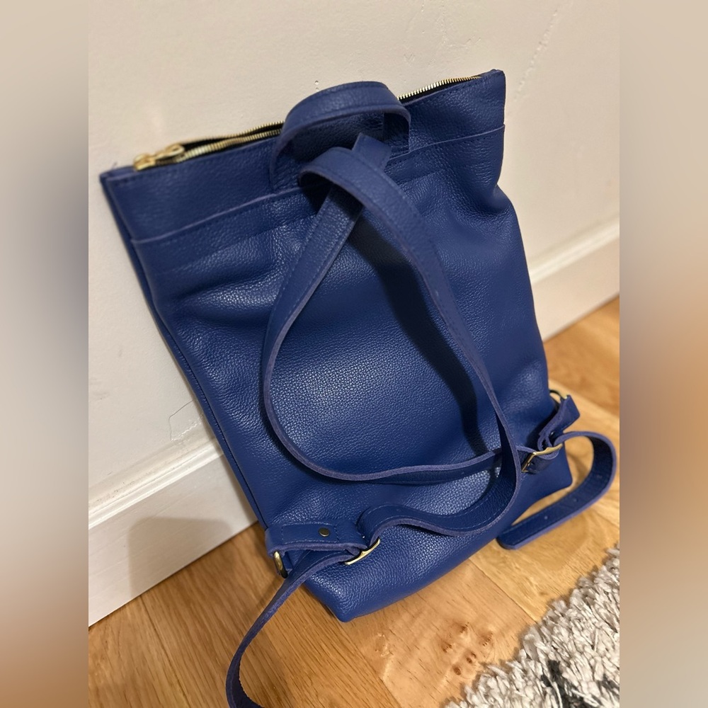 Blue Leather Backpack - image 4